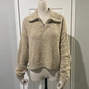 Hollister Sweatshirt Jacket M Quarter Zip Sherpa Long Sleeve Collared Pullover